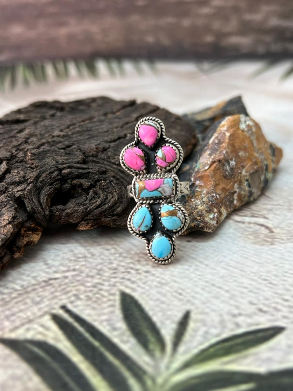 Handmade Sterling Silver Cotton Candy Adjustable Ring " Signed Nizhoni"