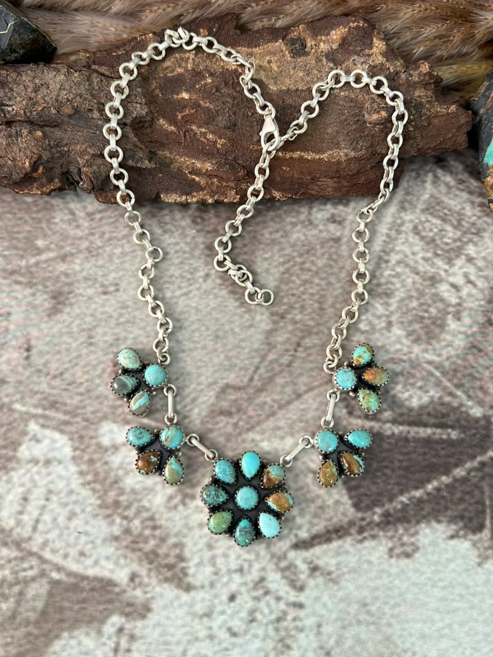 Handmade Sterling Silver Number 8 Turquoise Collection: Necklace Signed Nizhoni