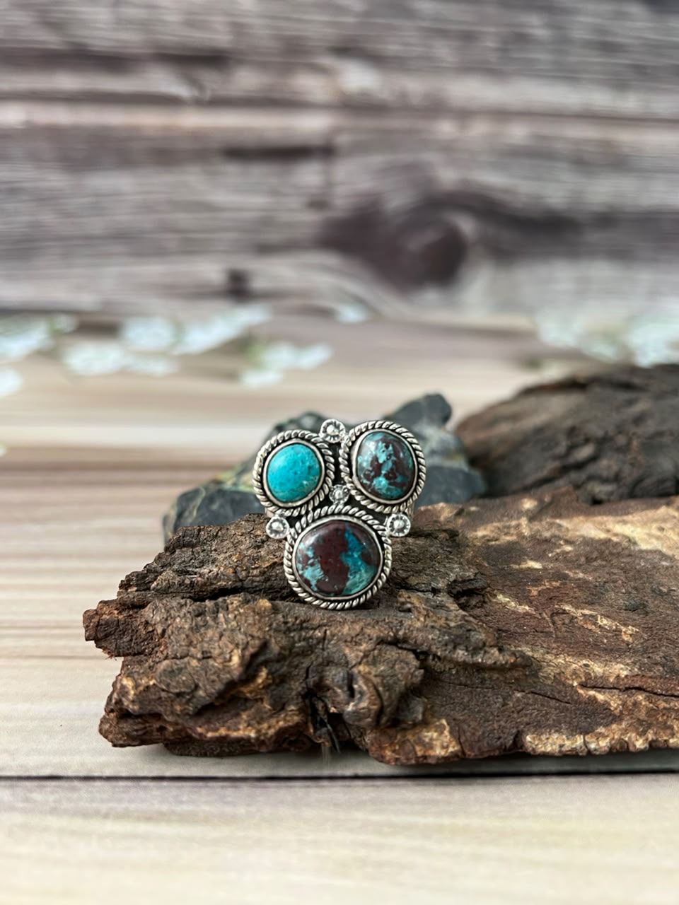 Handmade Sterling Silver Gem Silica Collection: Adjustable Ring Signed Nizhoni