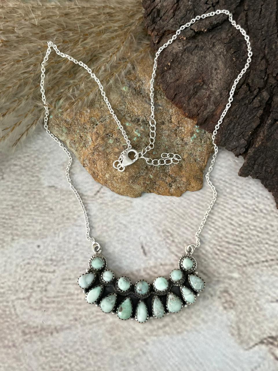 Handmade Sterling Silver Paloma Turquoise Necklace "Signed Nizhoni"