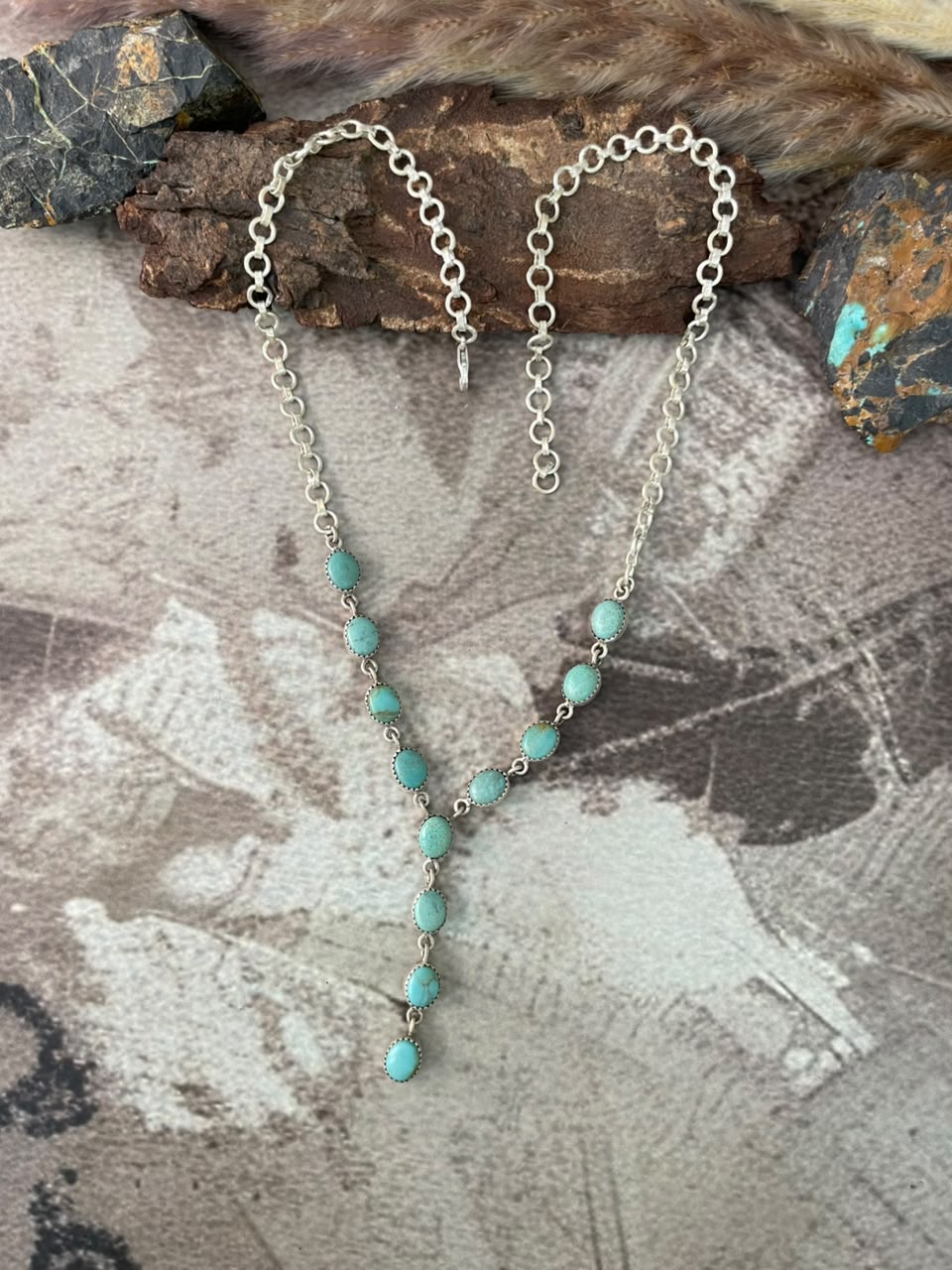 Handmade Sterling Silver Number 8 Turquoise Collection: Necklace Signed Nizhoni