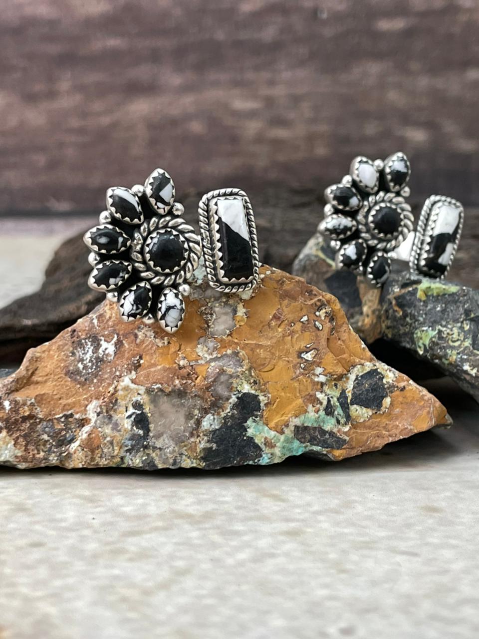 Handmade Sterling Silver White Buffalo Adjustable Ring "Signed Nizhoni"