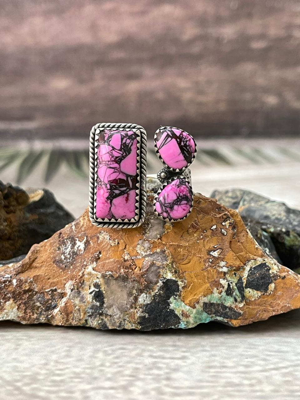 Handmade Sterling Silver Cherry Blossom Adjustable Ring "Signed Nizhoni"