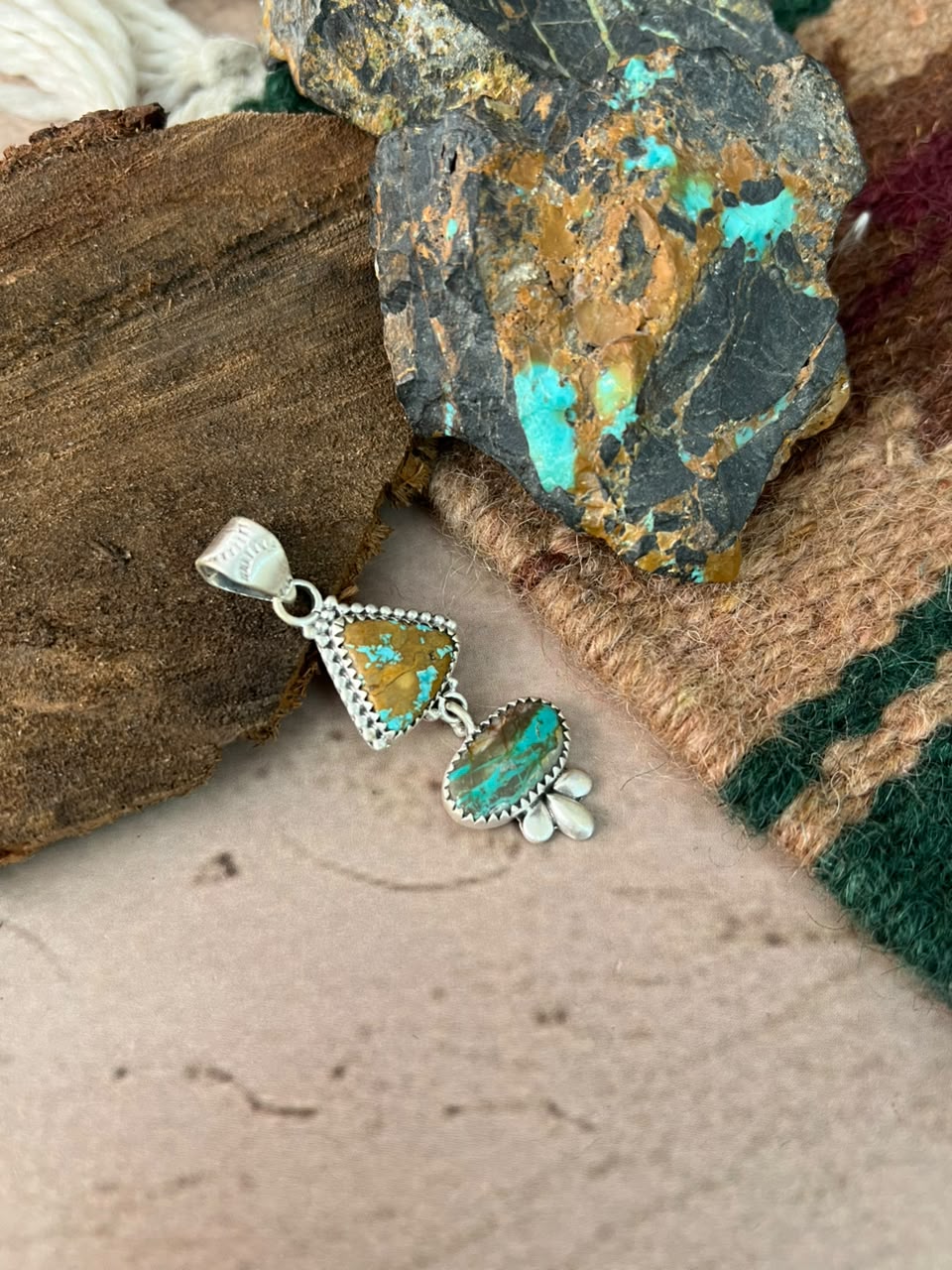 Handmade Sterling Silver Royston Turquoise Pendant Signed Nizhoni (9)