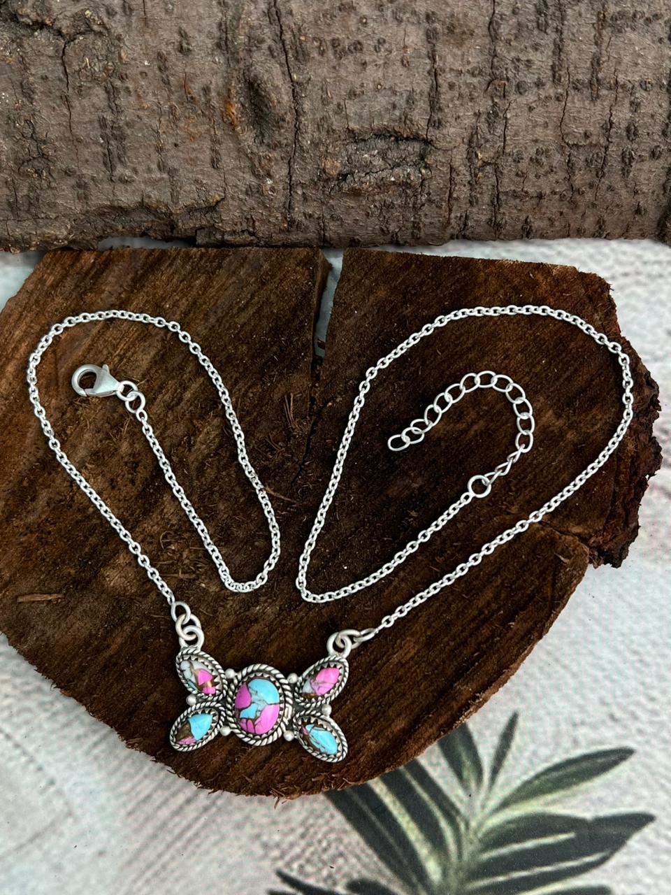 Handmade Sterling Silver Cotton Candy Necklace "Signed Nizhoni"