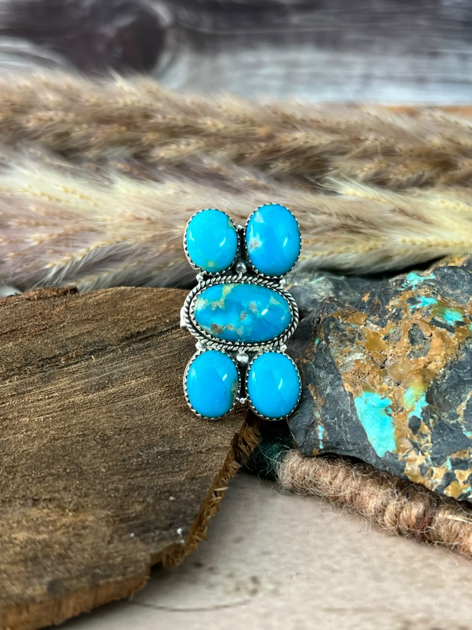 Handmade Sterling Silver Hardy Pit Collection: Adjustable Ring Signed Nizhoni