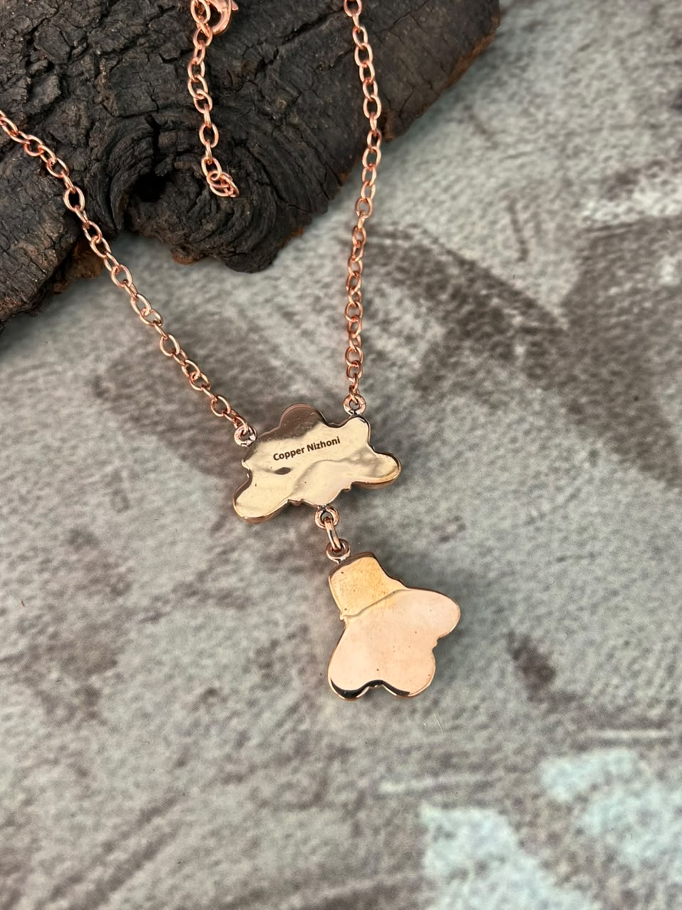 Handmade Royston Turquoise Copper Collection: Necklace Signed Nizhoni