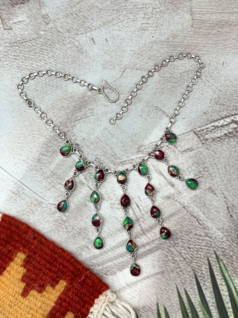 Handmade Sterling Silver Christmas Dahlia Collection: Choker Necklace Signed Nizhoni