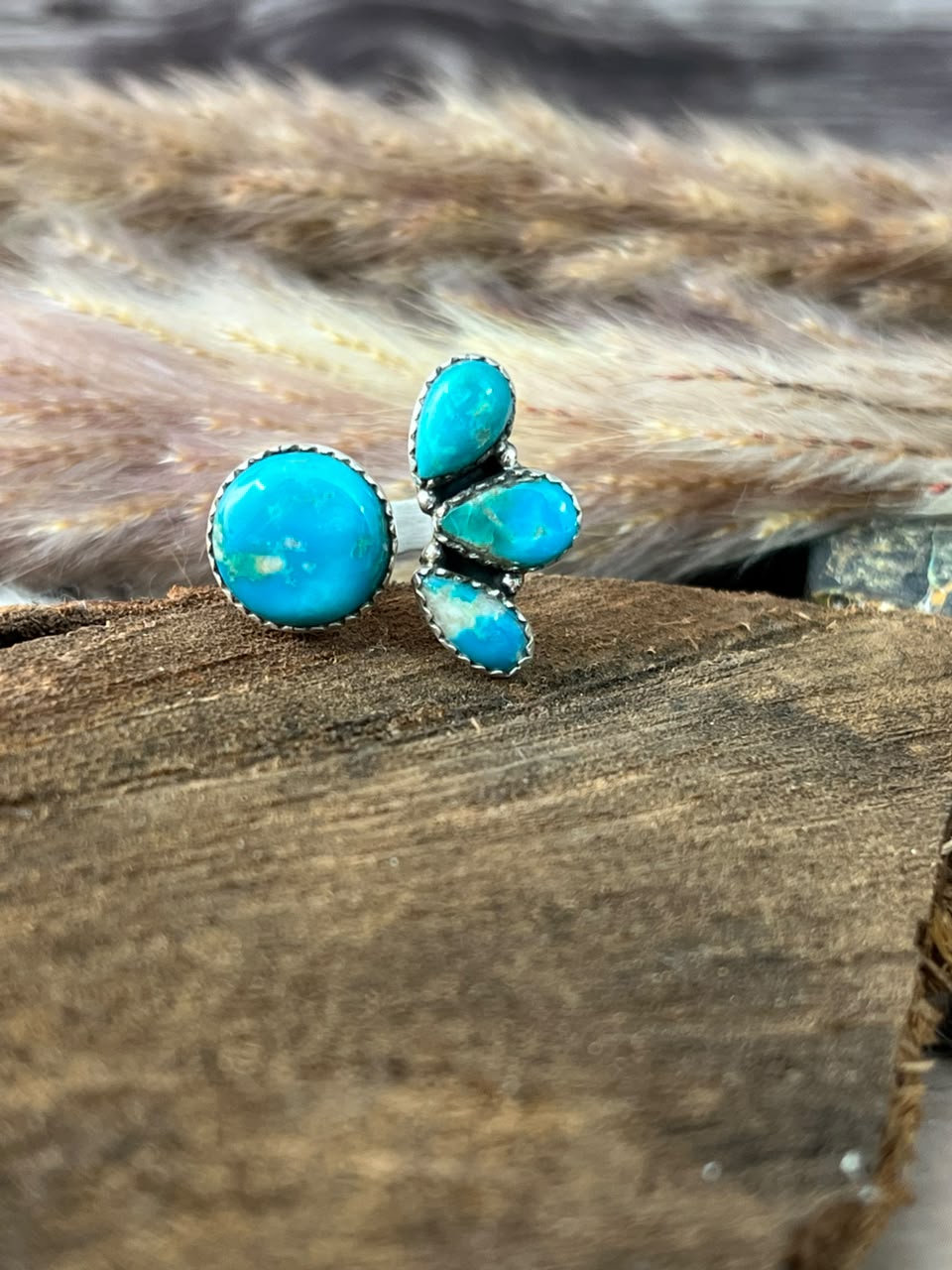 Handmade Sterling Silver Hardy Pit Collection: Adjustable Ring Signed Nizhoni