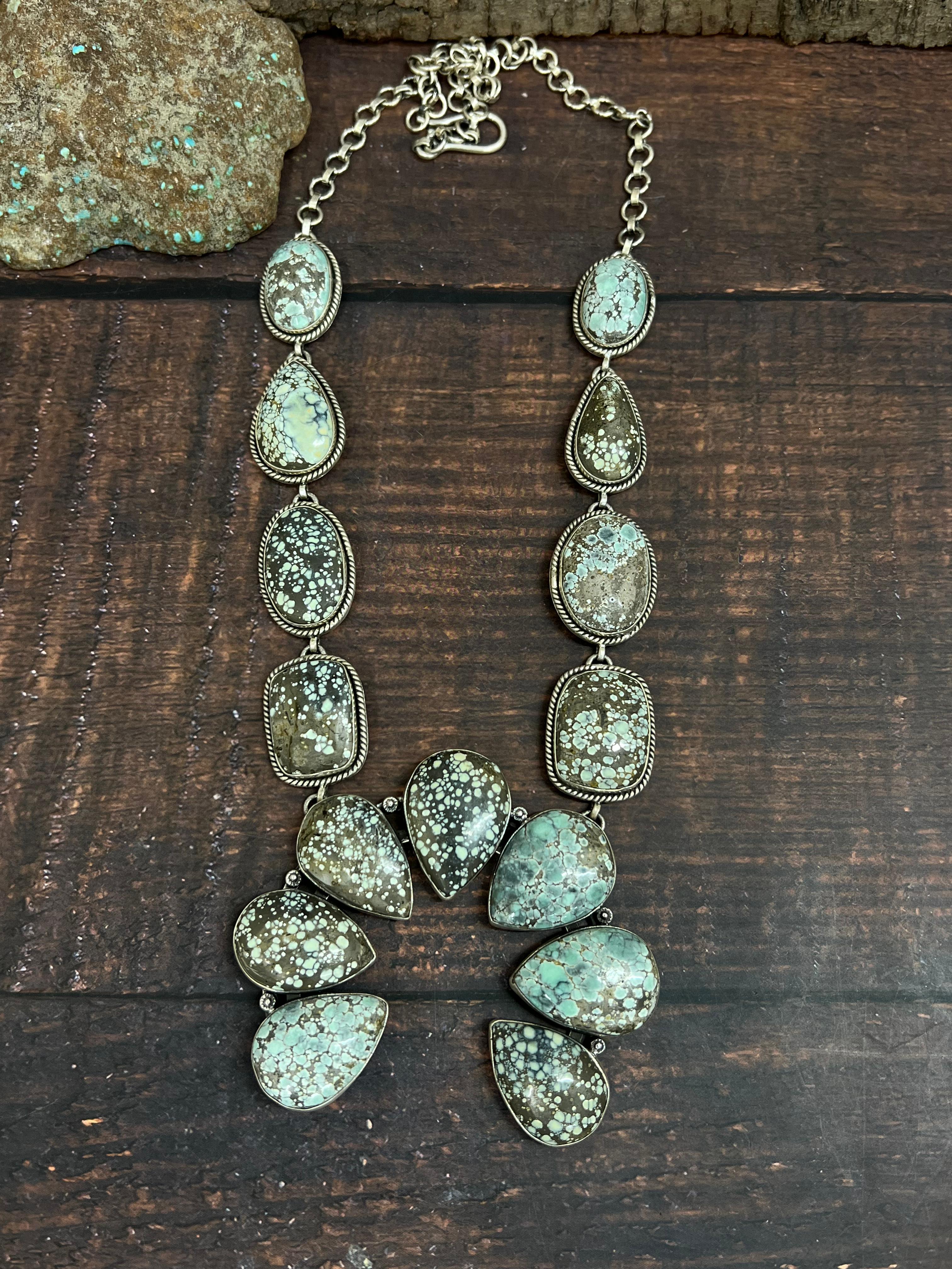 Handmade Sterling Silver Starfox Variscite Necklace Signed Nizhoni