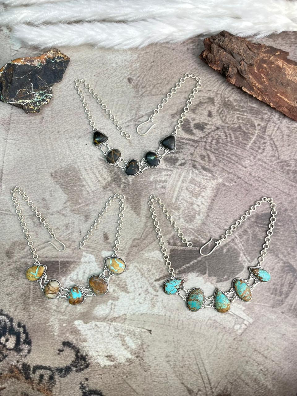 Handmade Sterling Silver Multi Stone Choker Necklace "Signed Nizhoni"