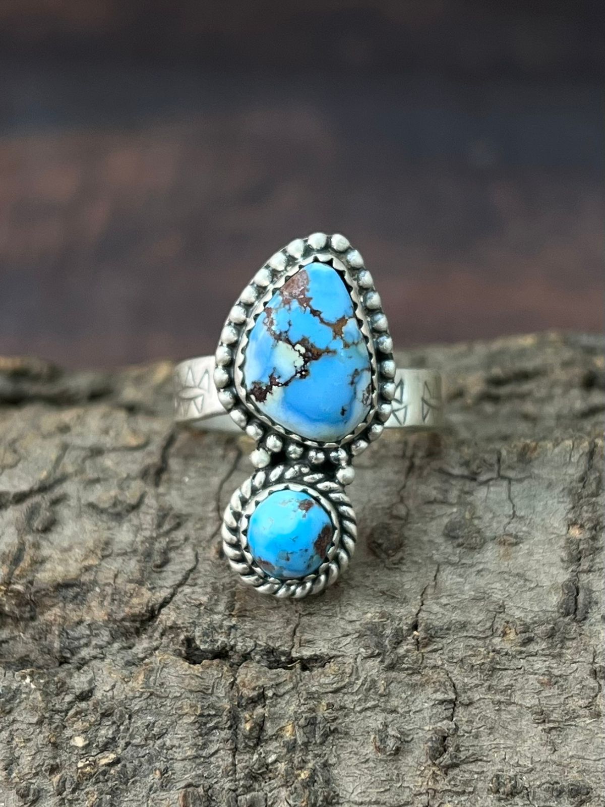 Handmade Sterling Silver Golden Hills Turquoise Adjustable Ring "Signed Nizhoni"