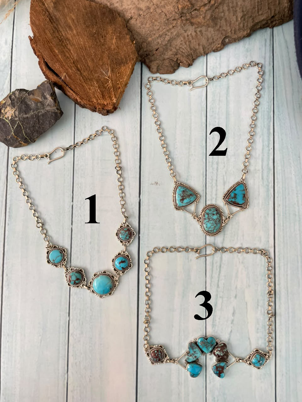 Handmade Sterling Silver Egyptian Turquoise Collection: Choker Necklace Signed Nizhoni