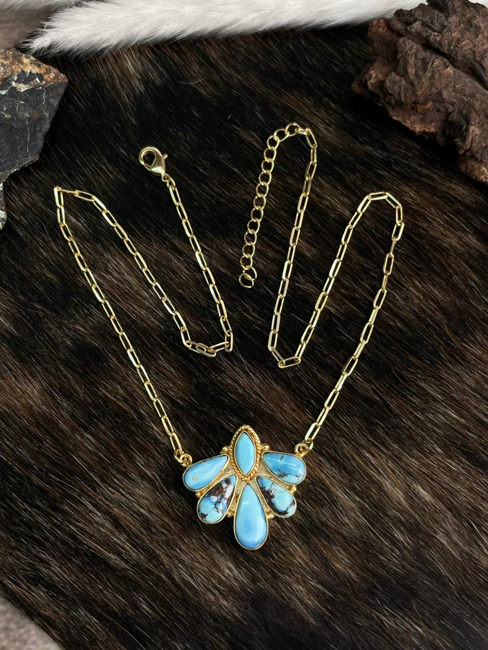 “The Golden Collection” Handmade Natural Golden Hills Turquoise Necklace