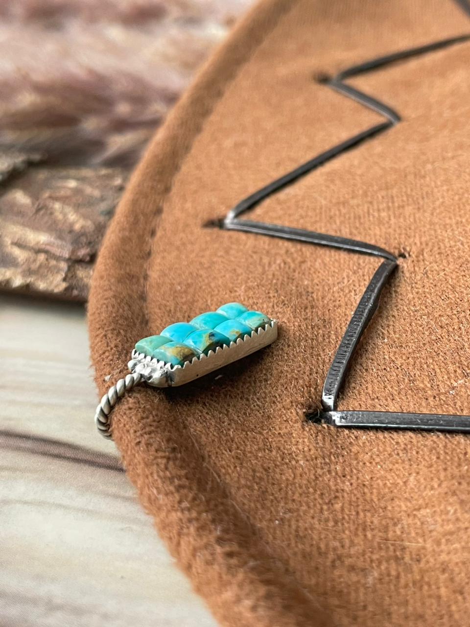 Handmade Sterling Silver Kingman Turquoise Cobble Stone Hat Pin Signed Nizhoni