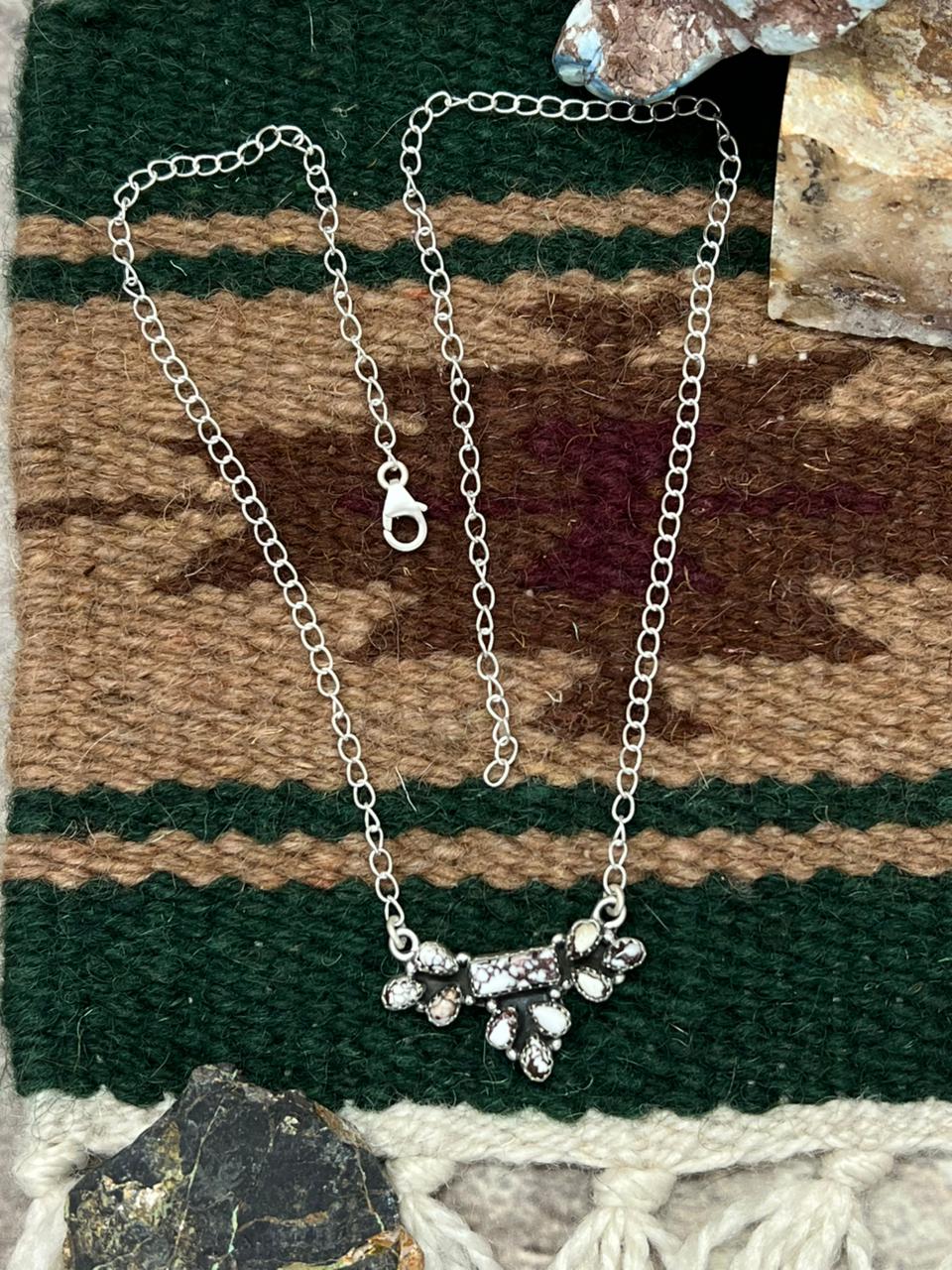 Handmade Sterling Silver Wild Horse Magnesite Necklace "Signed Nizhoni"