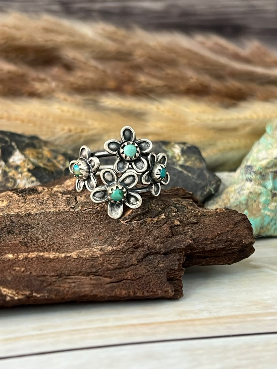 Handmade Sterling Silver Kingman Turquoise Adjustable Ring