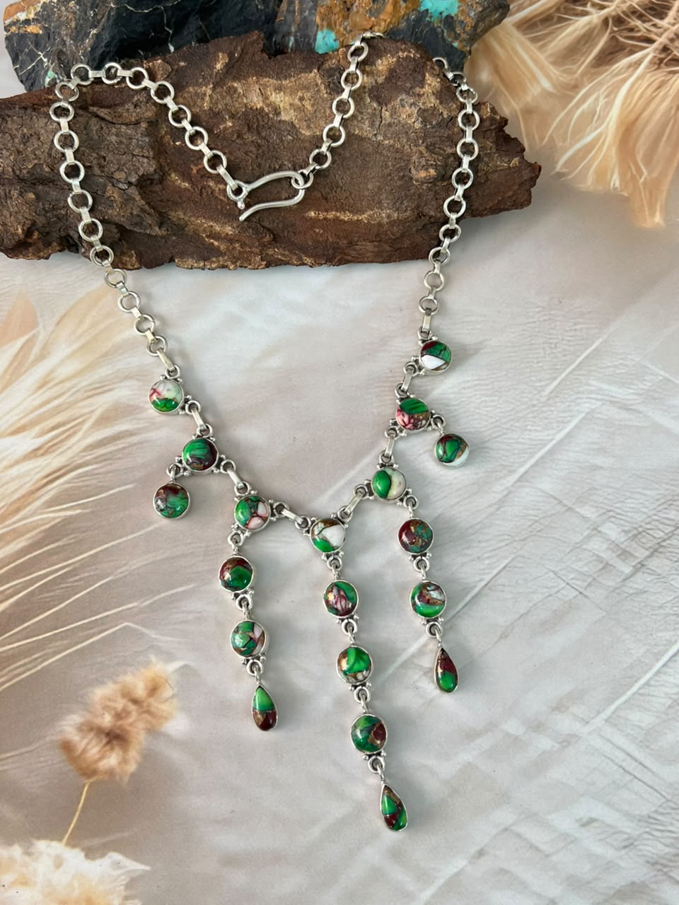 Handmade Sterling Silver Christmas Dahlia Collection: Choker Necklace Signed Nizhoni