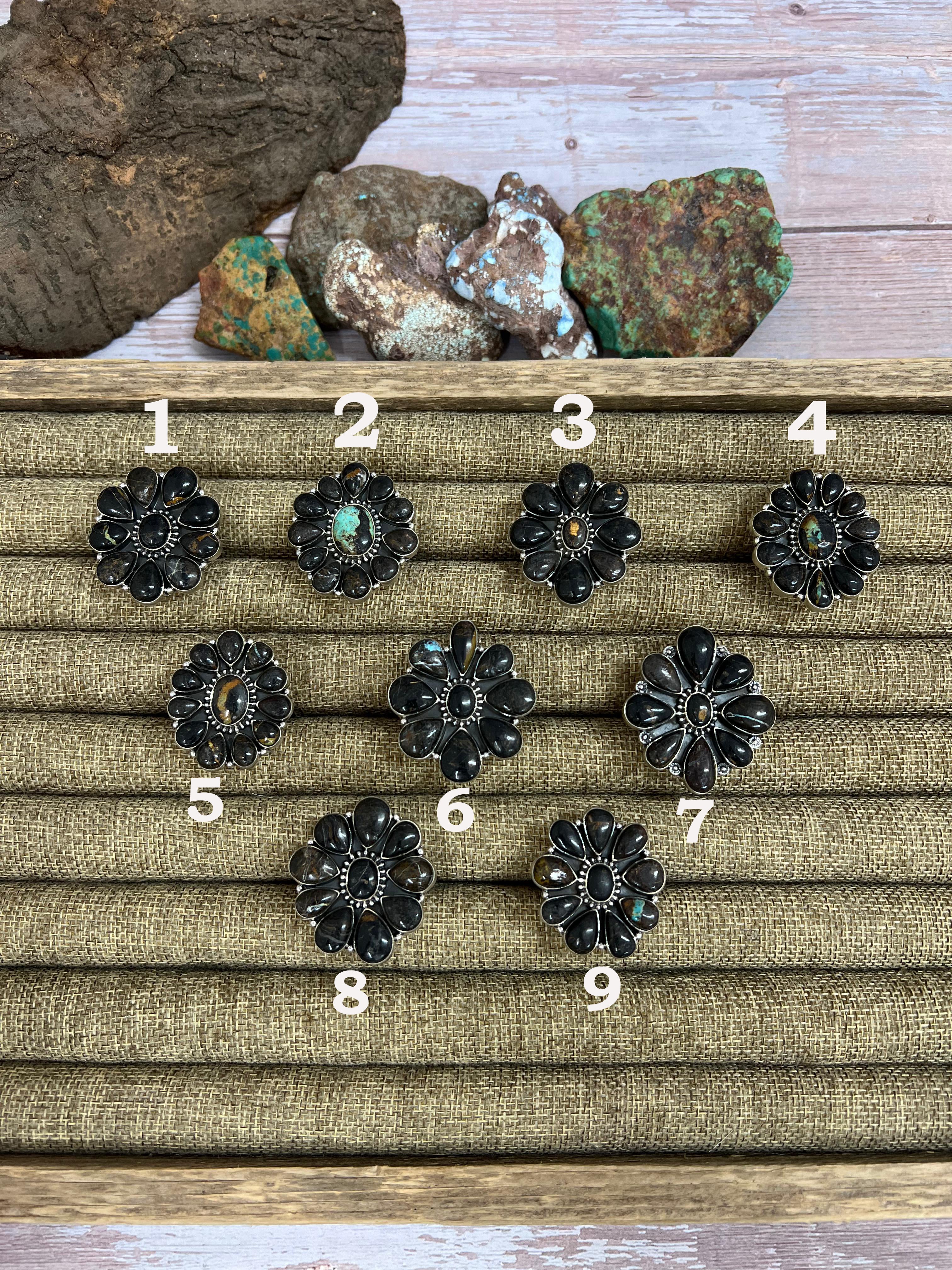 Handmade Sterling Silver Blackjack Turquoise Adjustable Ring Signed Nizhoni