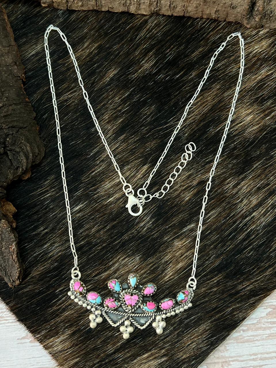 Handmade Sterling Silver Cotton Candy Necklace "Signed Nizhoni"