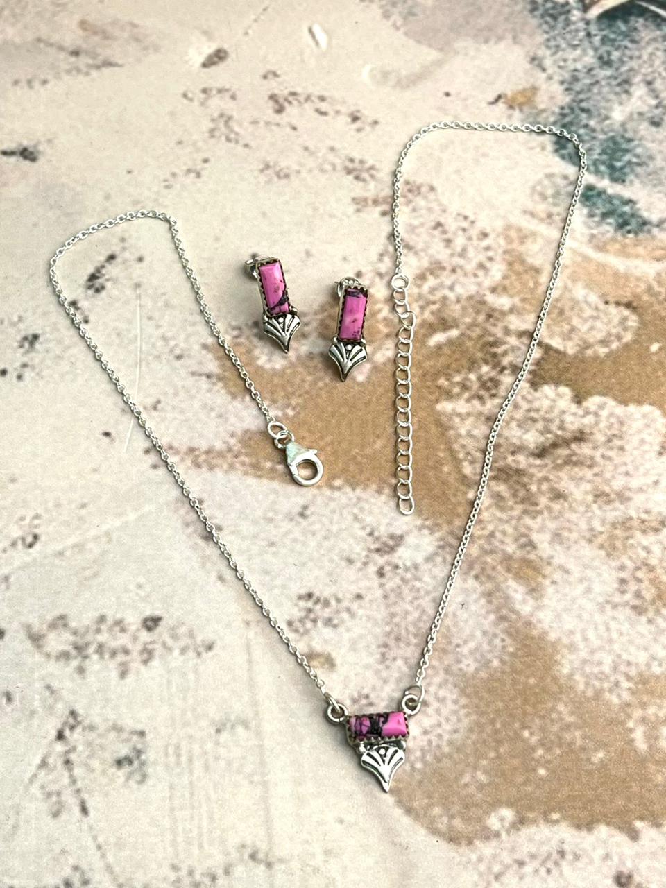 Handmade Sterling Silver Cherry Blossom Necklace Earrings Set "Signed Nizhoni"