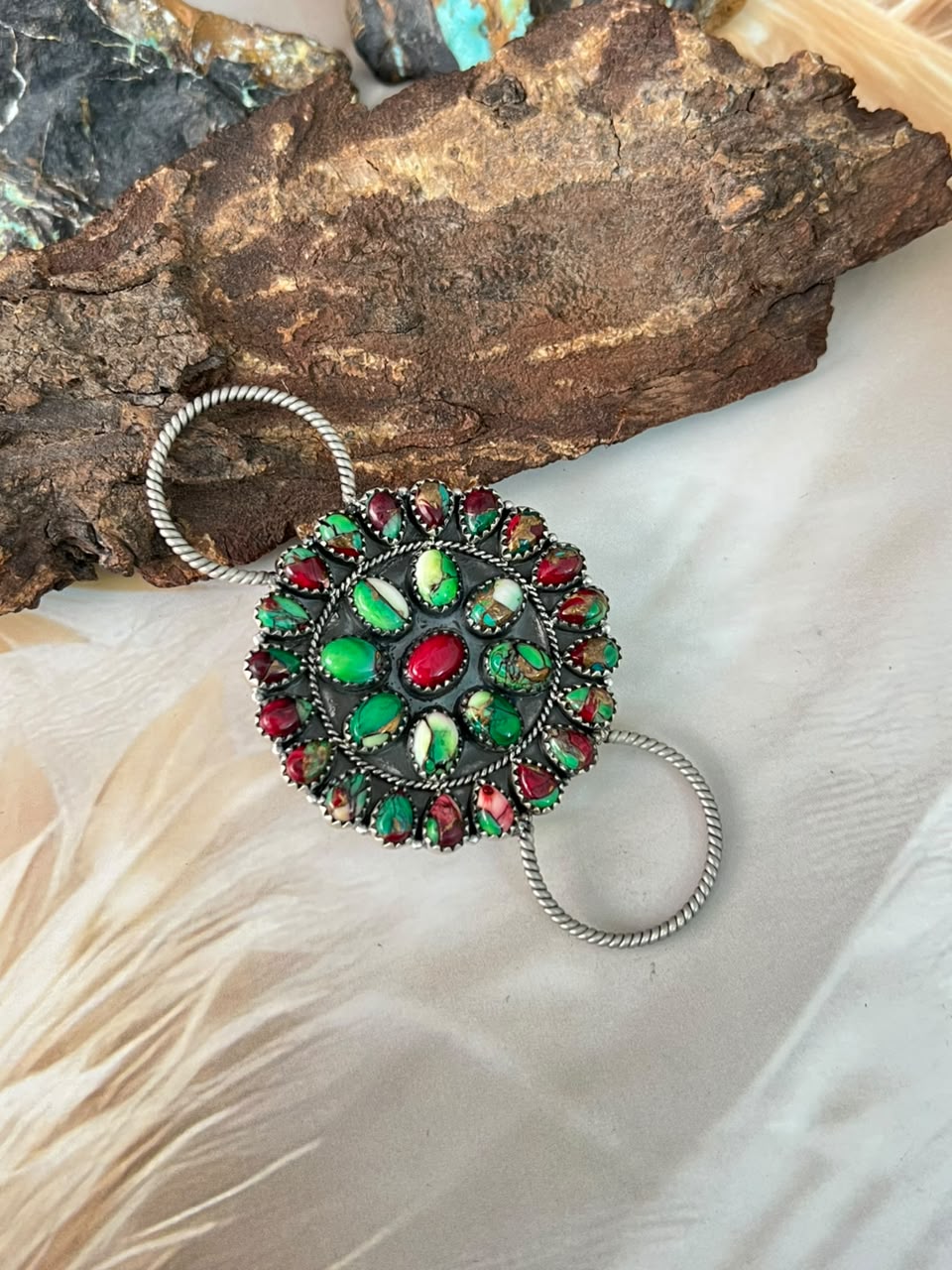 Handmade Sterling Silver Christmas Dahlia Collection: Scarf Charm Signed Nizhoni