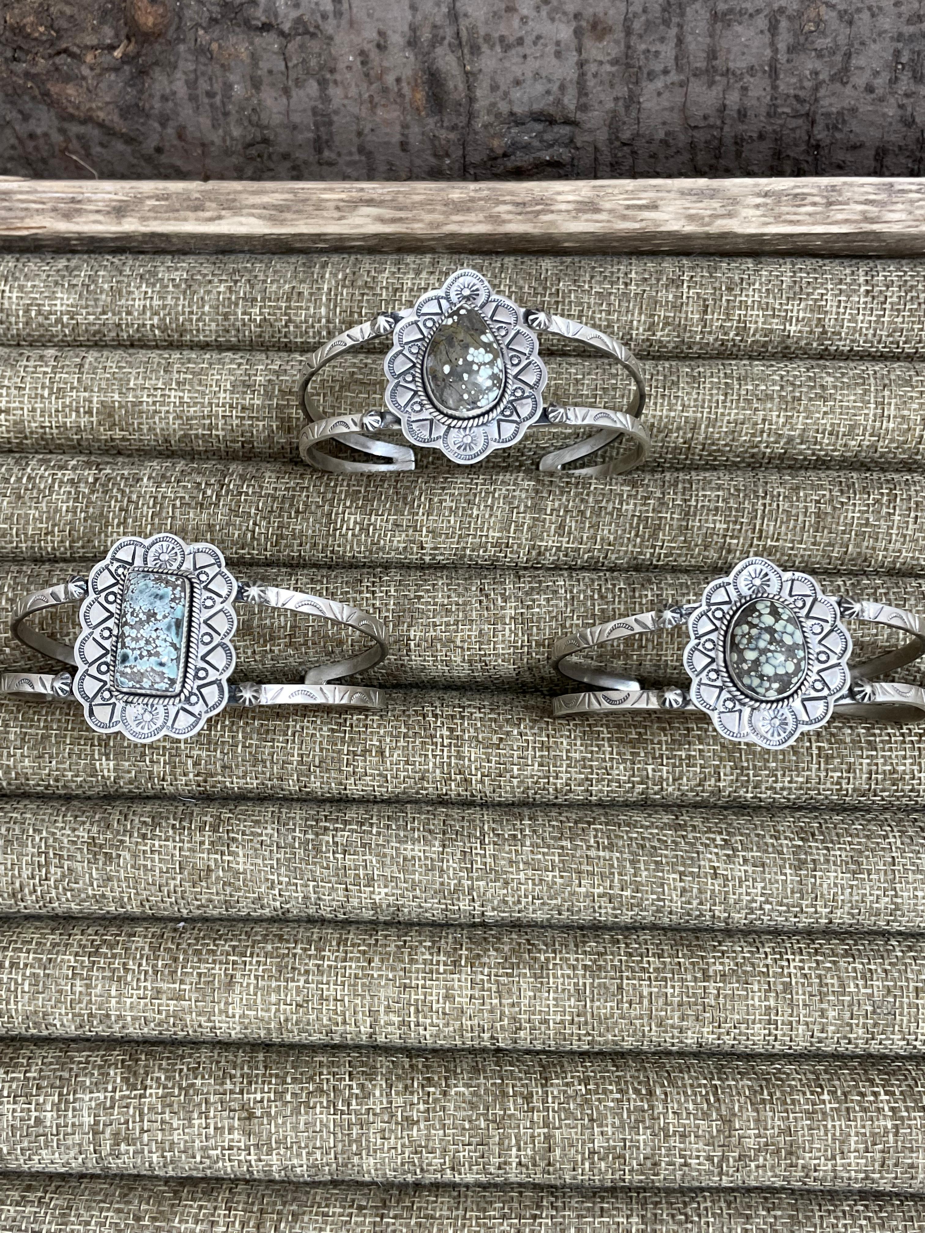 Handmade Sterling Silver Starfox Variscite Bracelet Signed Nizhoni