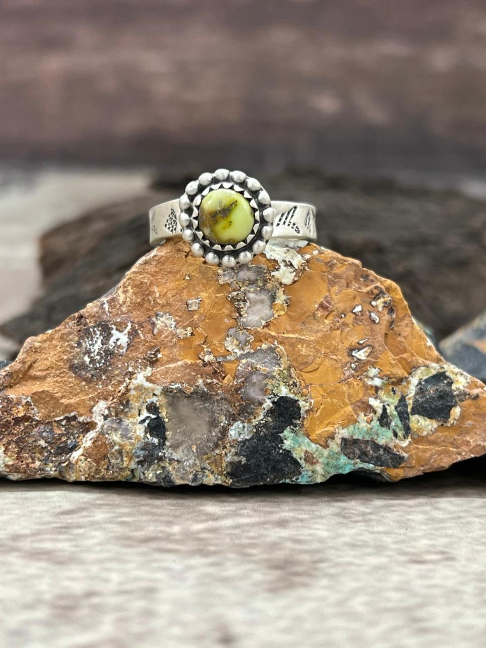 Handmade Sterling Silver Palomino Turquoise Adjustable Ring "Signed Nizhoni"