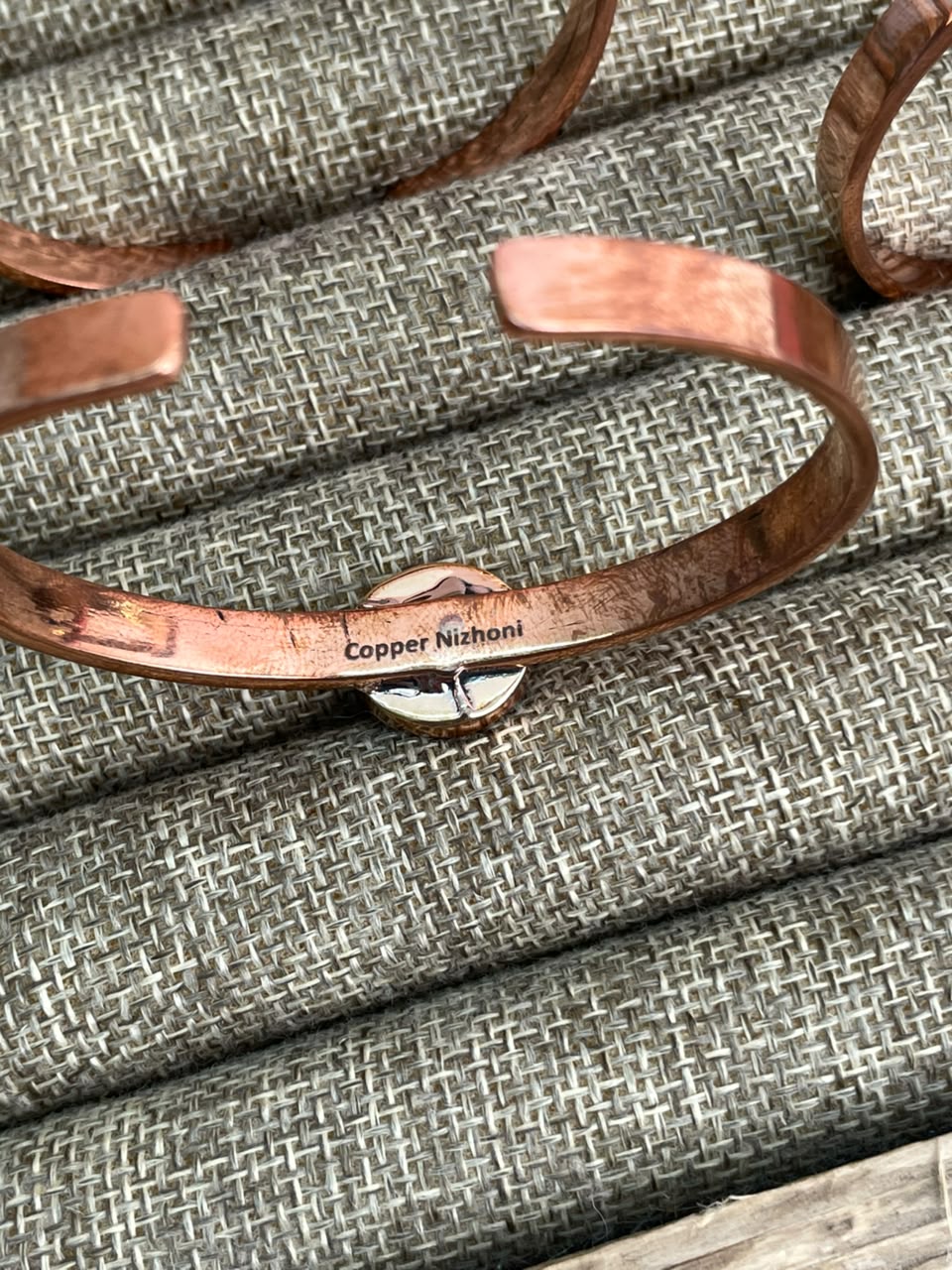 Handmade Sonoran Mountain, Sierra Bella and Golden Hills Turquoise Copper Collection: Cuff Bracelet Signed Nizhoni