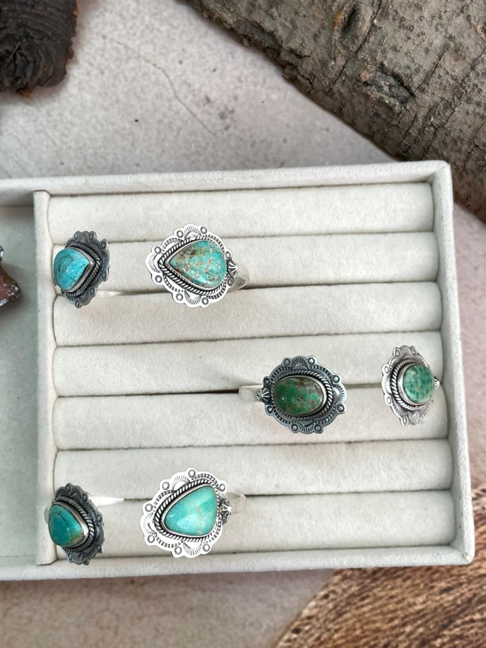 Handmade Sterling Silver Mantis Turquoise Cuff Bracelet with Signed Nizhoni