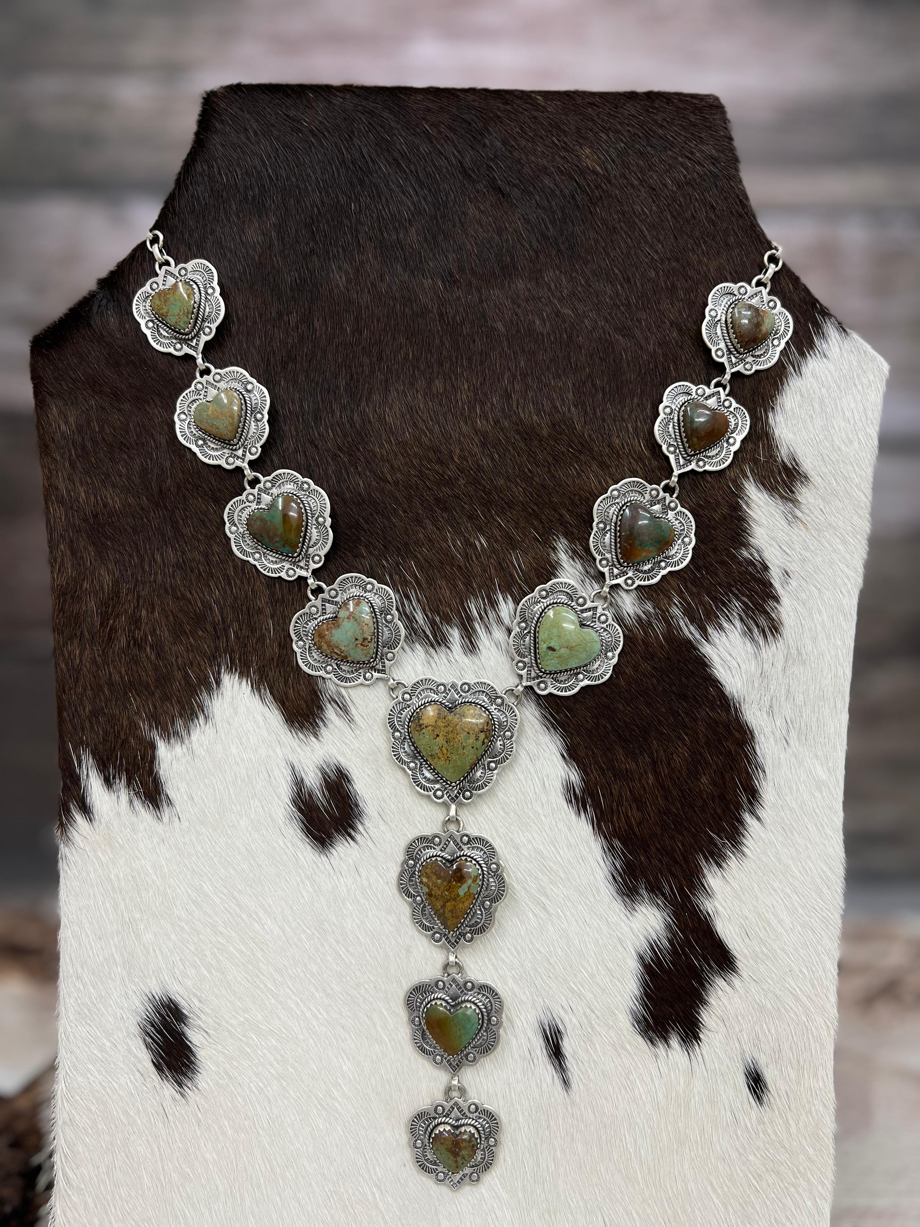 Handmade Sterling Silver Old Stock Royston Turquoise Necklace Signed Nizhoni