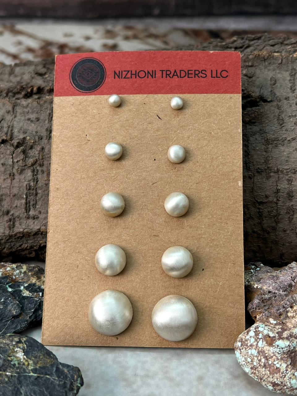 Handmade Sterling Silver Post Studs Earrings Set