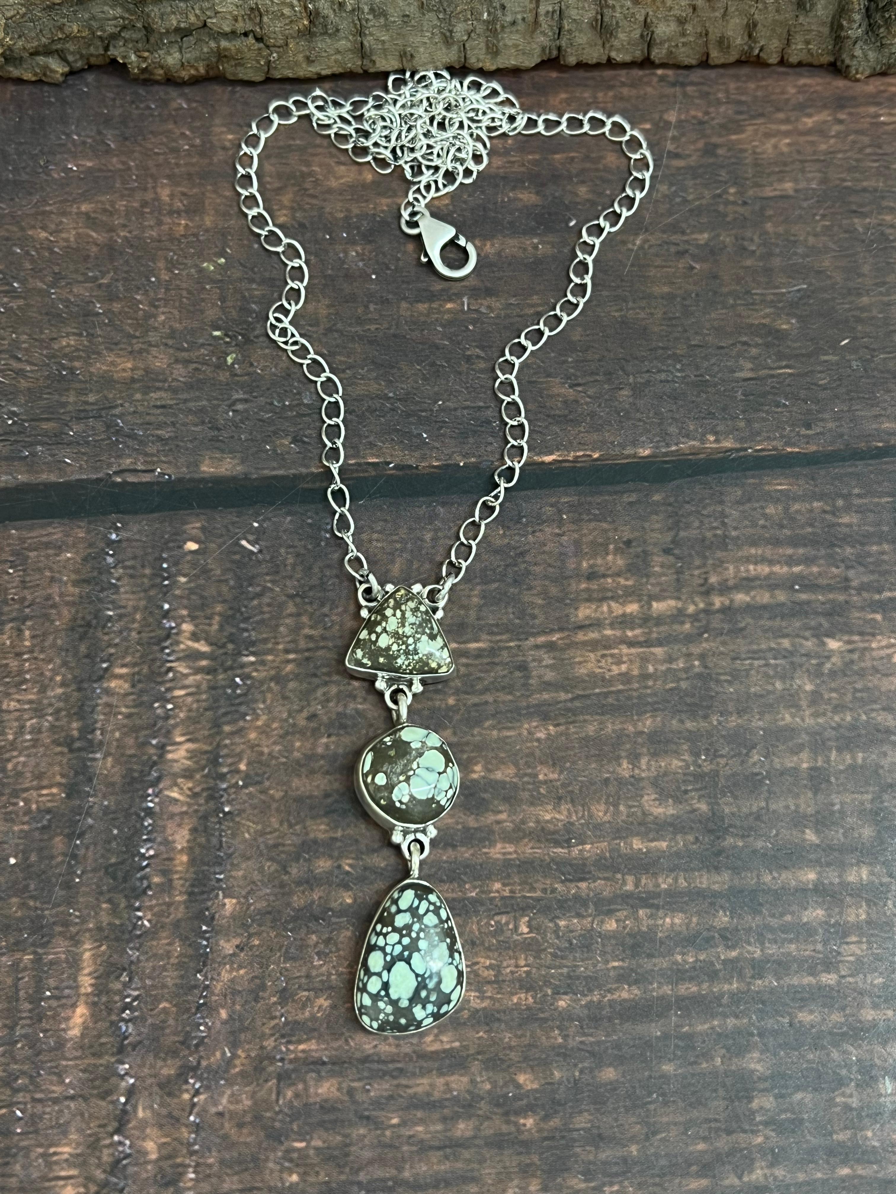 Handmade Sterling Silver Starfox Variscite Necklace Signed Nizhoni