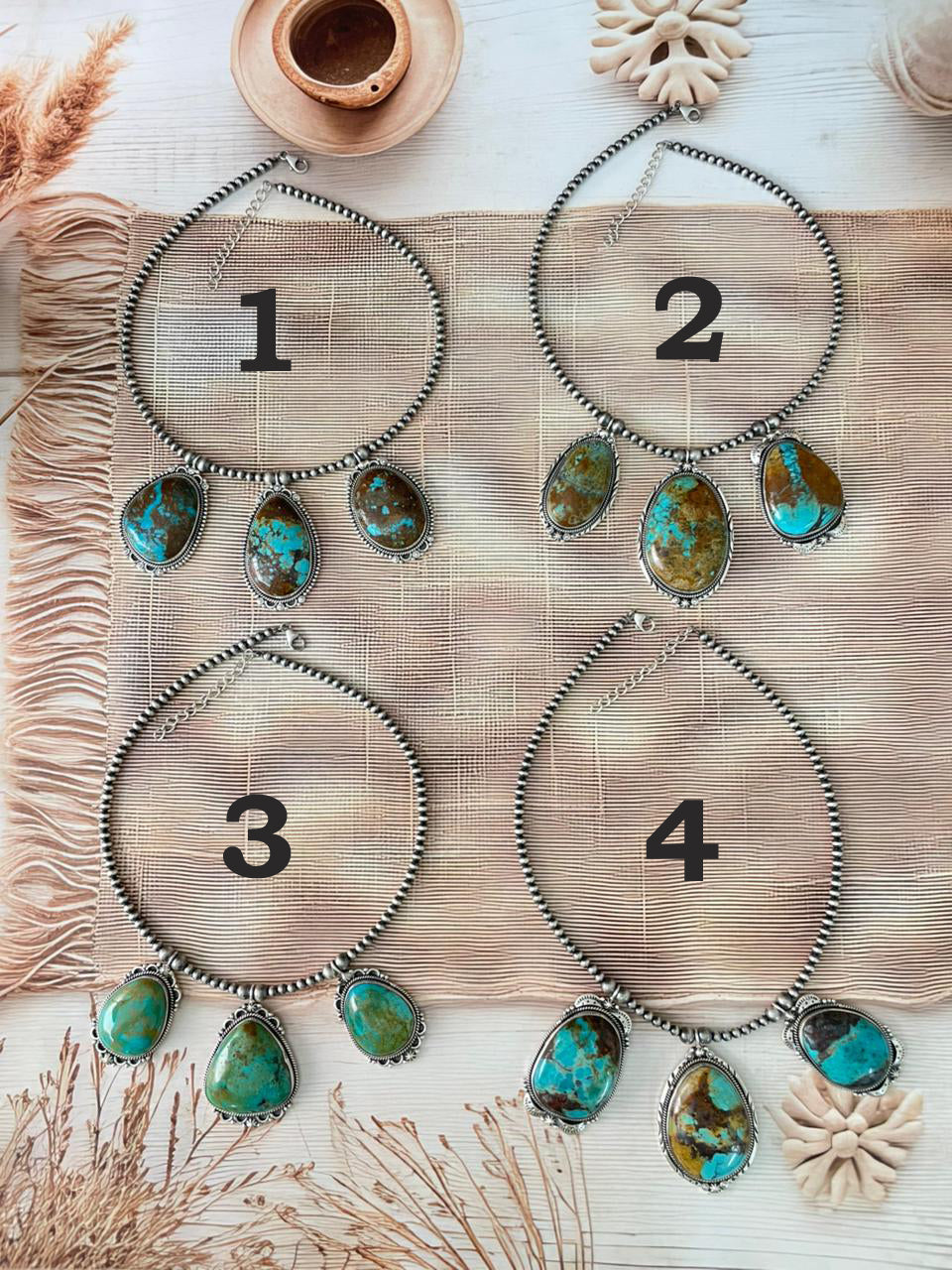 Handmade Sterling Silver Royston Turquoise Beaded Necklace "Signed Nizhoni"