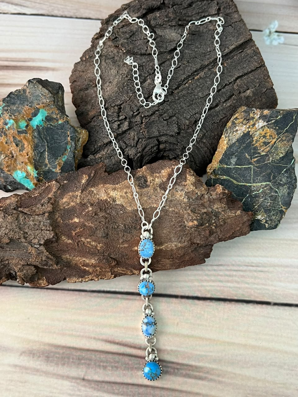 Handmade Sterling Silver Golden Hills Turquoise Necklace Signed Nizhoni