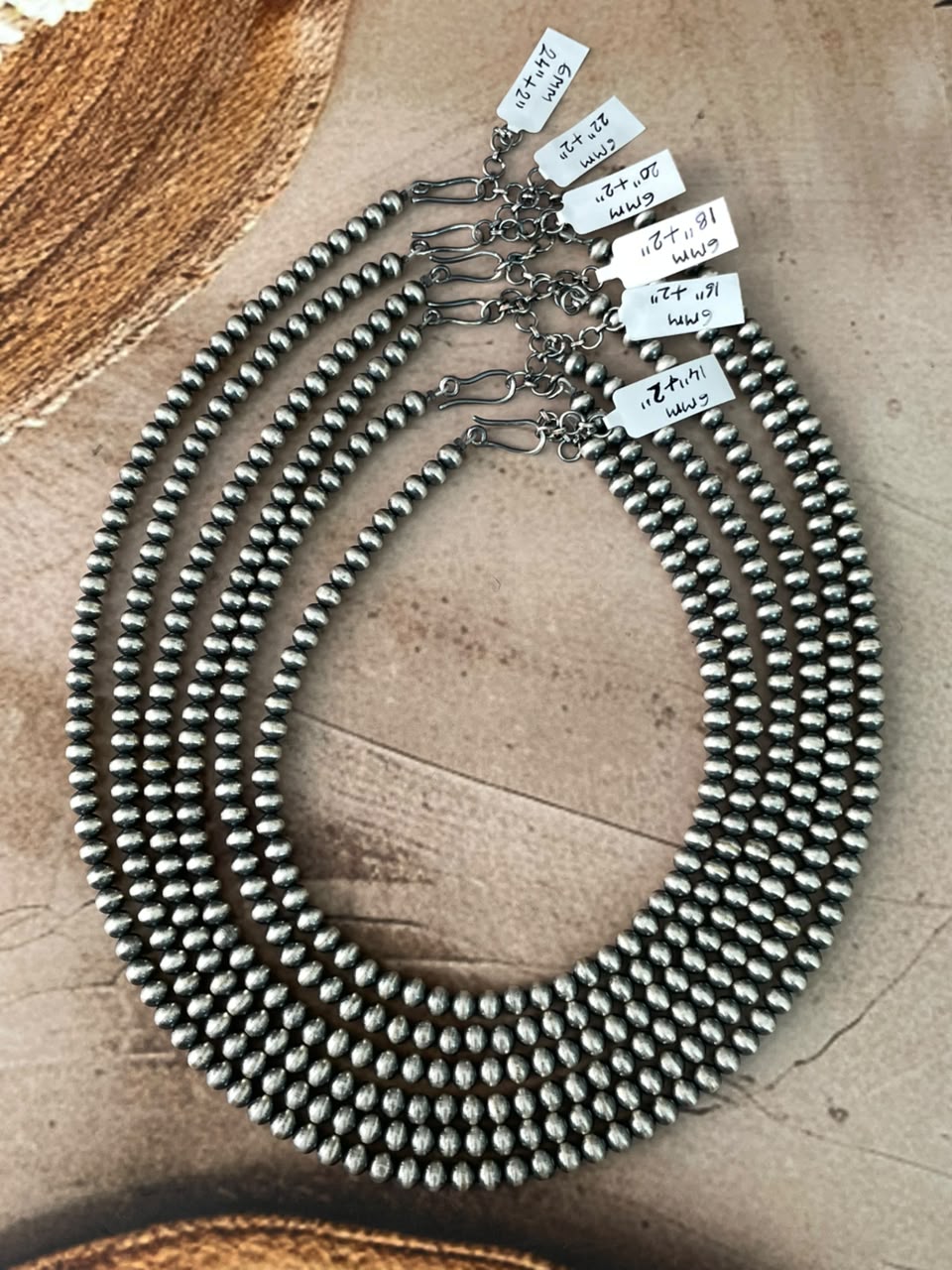 Handmade Nizhoni Silver Over Brass Plated 6MM Beaded Necklace (4)