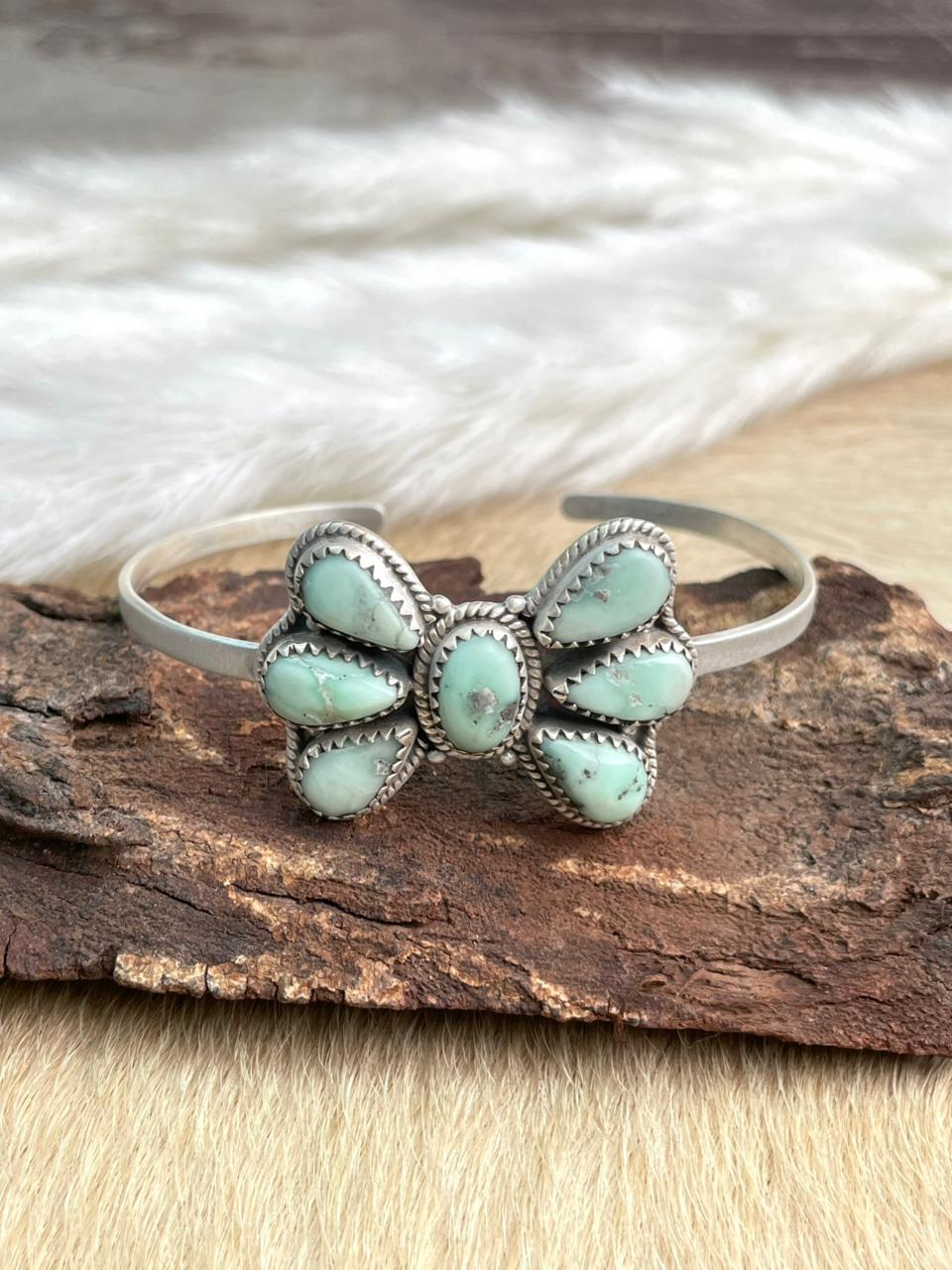 Handmade Sterling Silver Paloma Turquoise Bracelet "Signed Nizhoni"