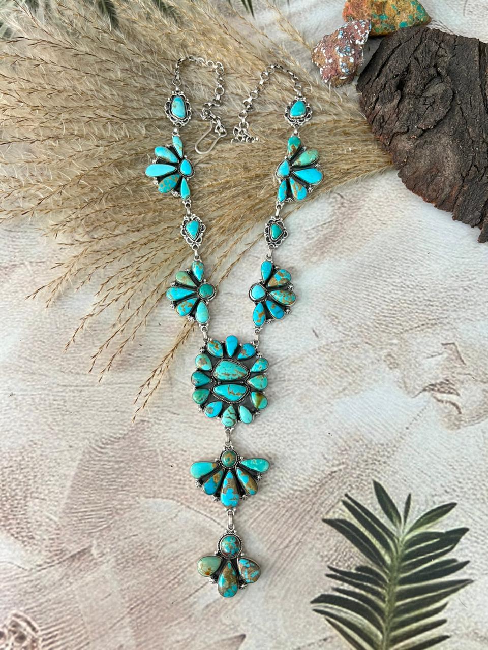 Handmade Sterling Silver Santa Maria Turquoise Choker Necklace "Signed Nizhoni"