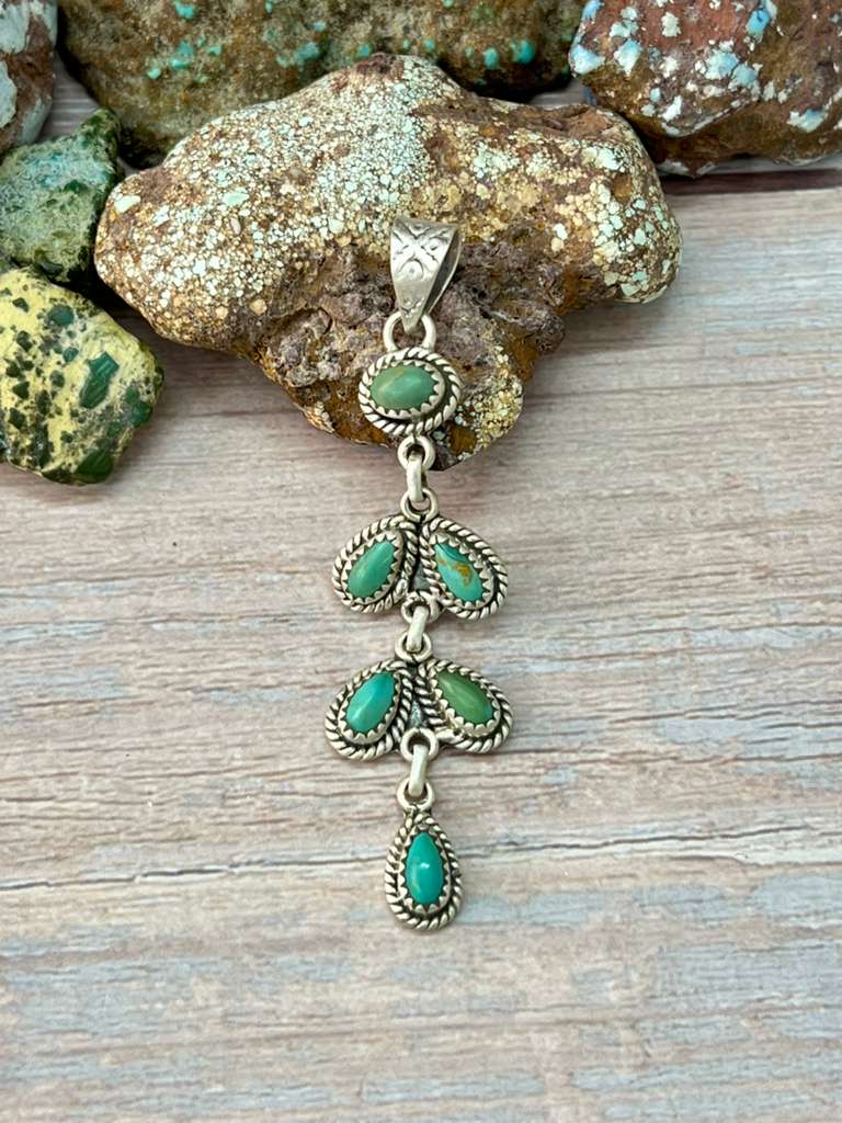 Handmade Sterling Silver Kingman Turquoise Pendant "Signed Nizhoni"