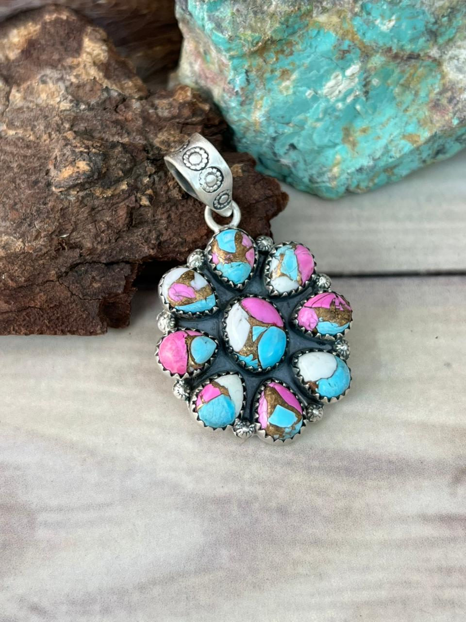 Handmade Sterling Silver Cotton Candy Pendant Signed Nizhoni