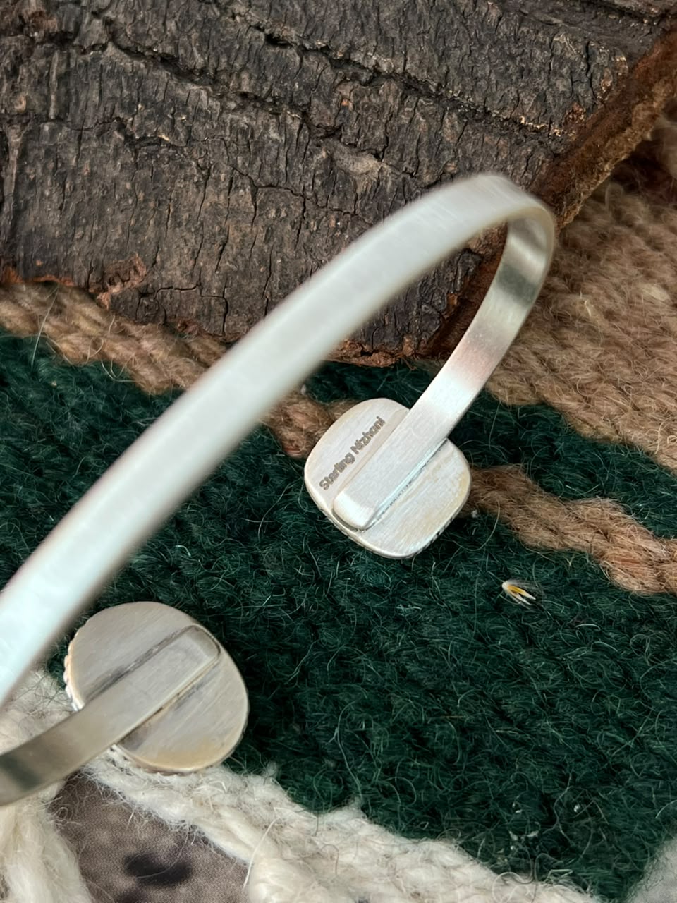 Handmade Sterling Silver Blue Kingman Turquoise Cuff Bracelet Signed Nizhoni