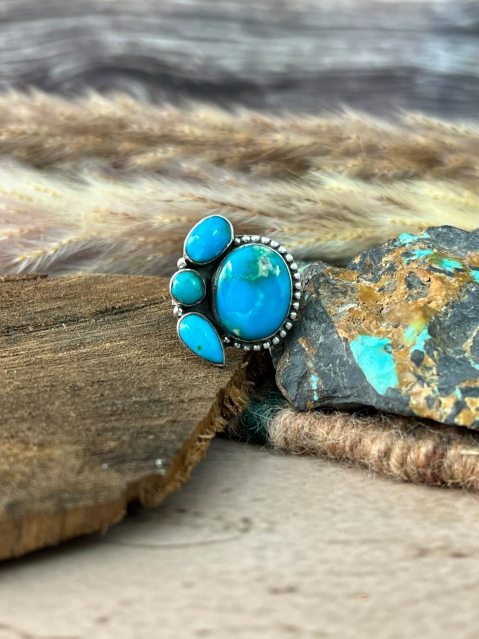 Handmade Sterling Silver Hardy Pit Collection: Adjustable Ring Signed Nizhoni