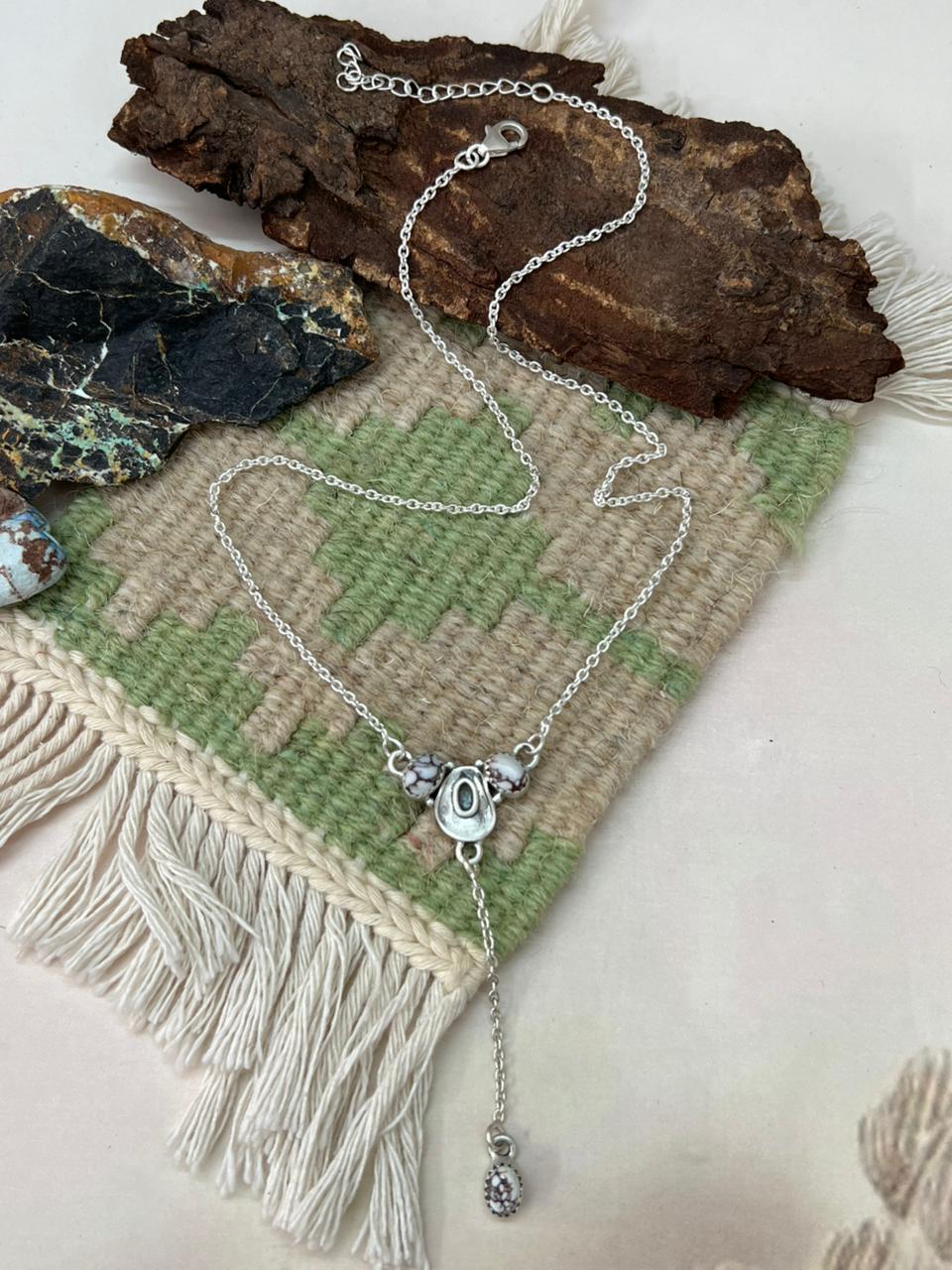 Handmade Sterling Silver Wildhorse Magnesite Necklace "Signed Nizhoni"