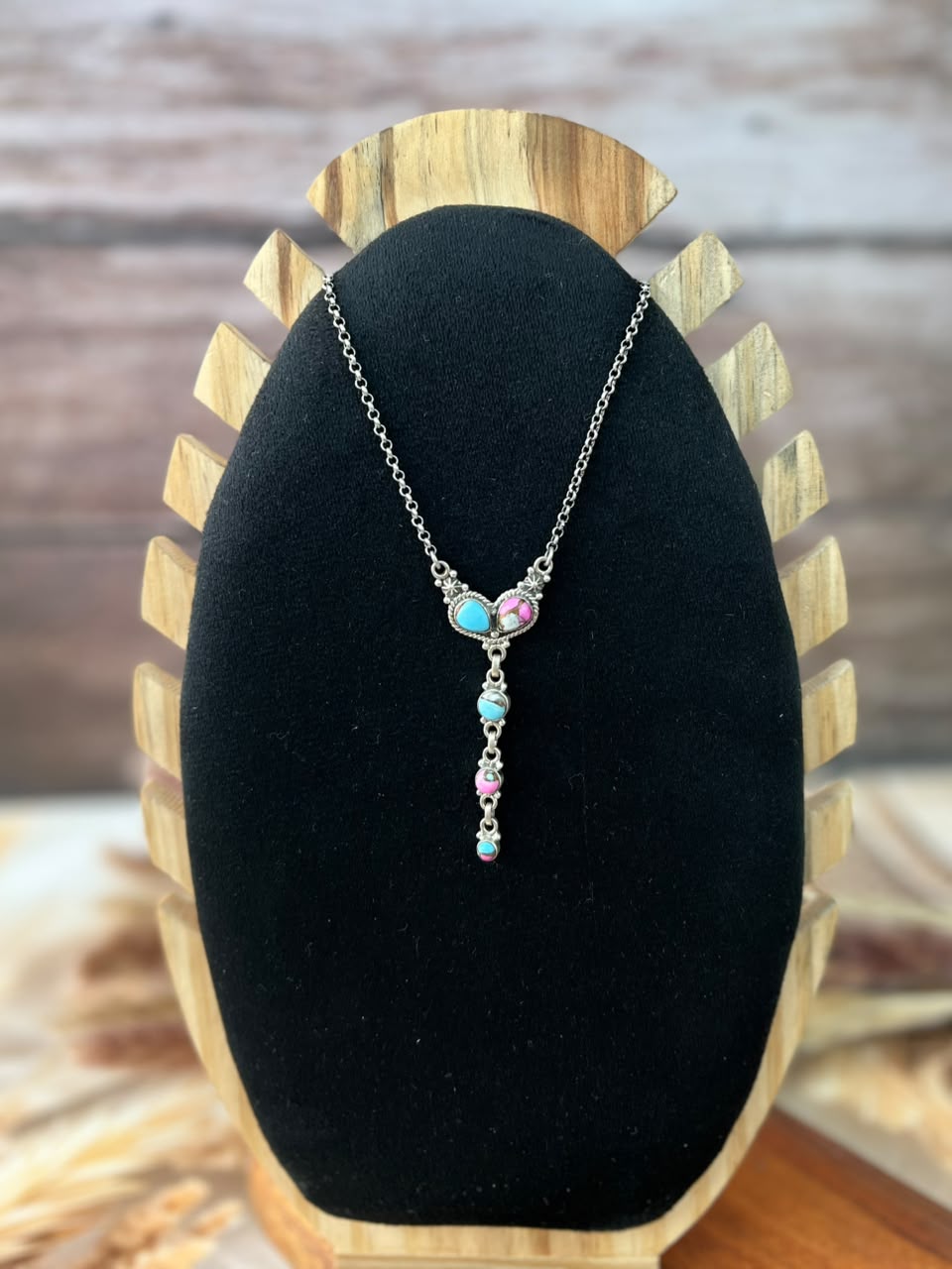 Handmade Sterling Silver Cotton Candy Necklace Signed Nizhoni