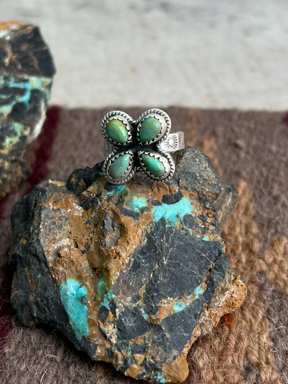 Handmade Sterling Silver Kingman Turquoise Ring "Signed Nizhoni"