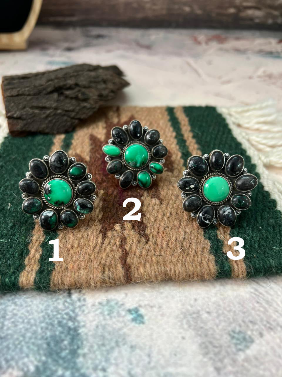 Handmade Sterling Silver Emerald Rose Adjustable Ring "Signed Nizhoni"