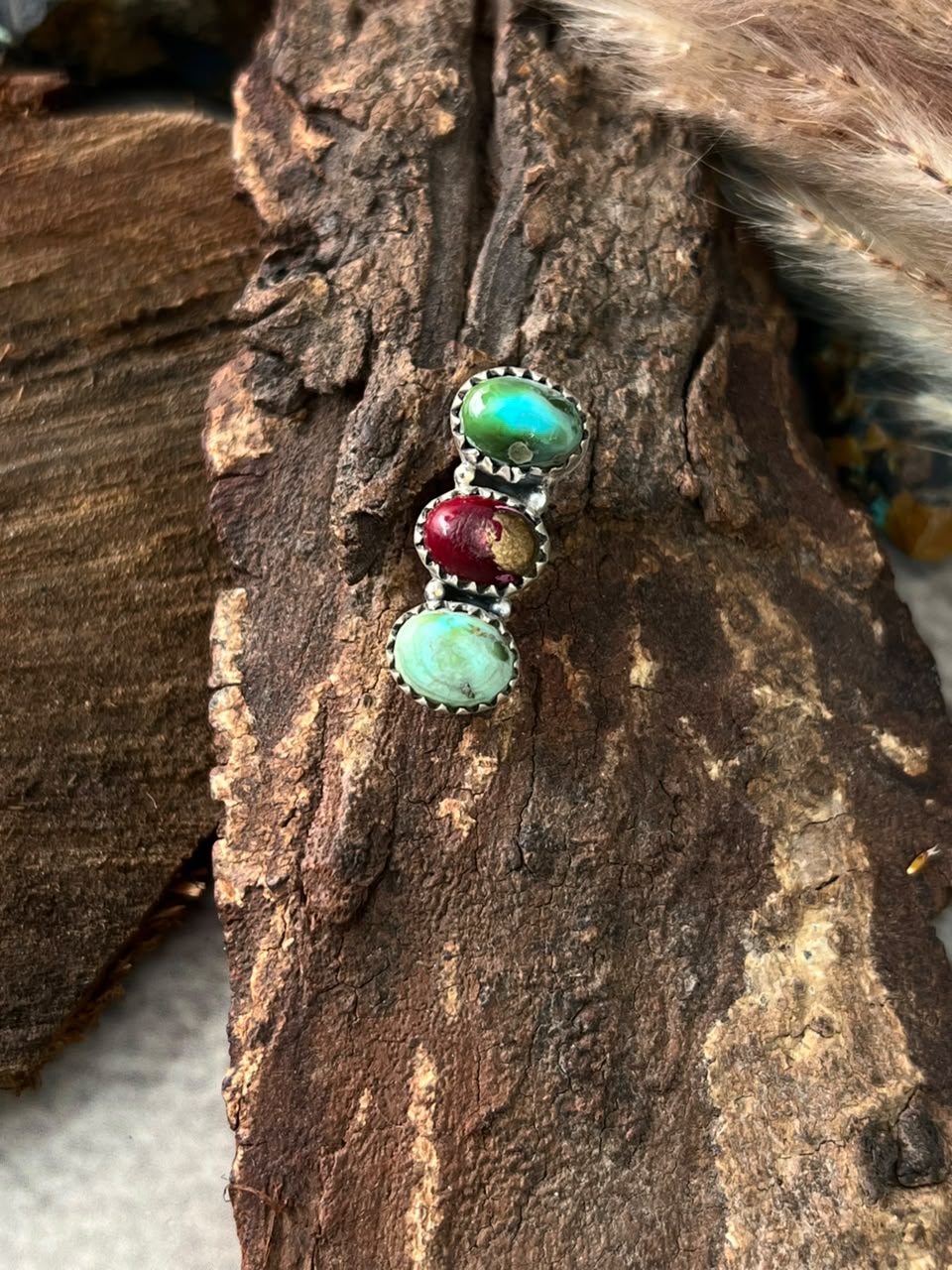 Handmade Sterling Silver Sonoran Mountain Turquoise with Dahlia Rose Watch Charm Signed Nizhoni