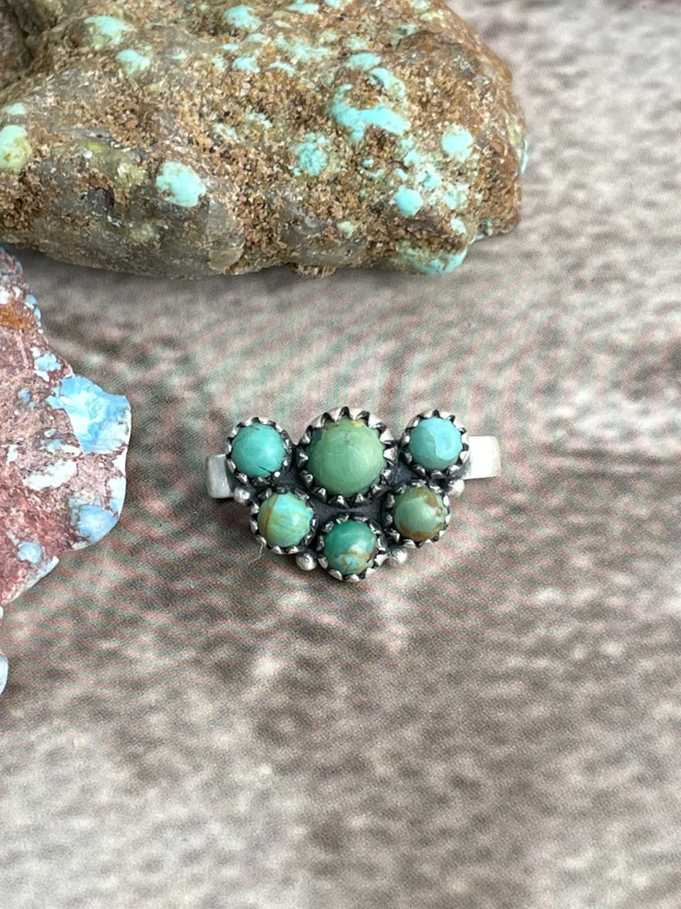 Handmade Sterling Silver Kingman Turquoise Crescent Watch Charm with Signed Nizhoni