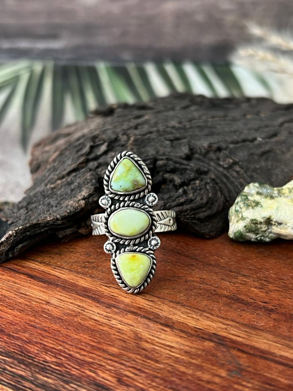 Handmade Sterling Silver Palomino Turquoise Adjustable Ring "Signed Nizhoni"