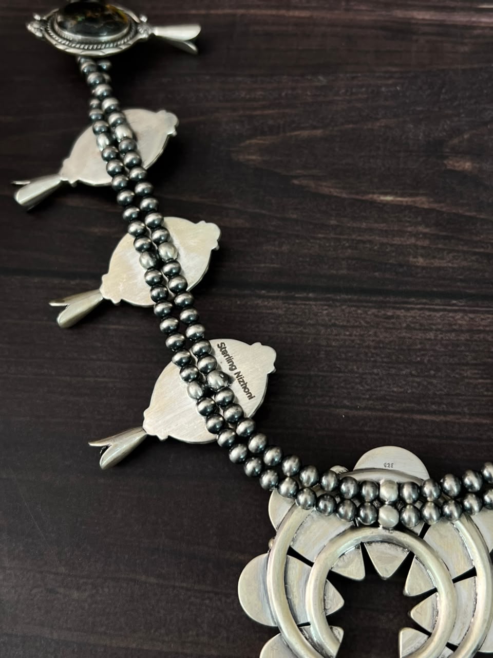 Handmade Sterling Silver Blackjack Turquoise Collection: Squash Blosso